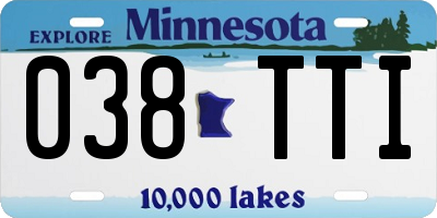 MN license plate 038TTI