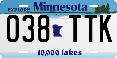 MN license plate 038TTK