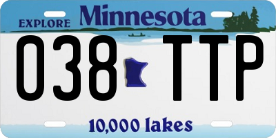 MN license plate 038TTP