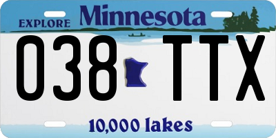MN license plate 038TTX