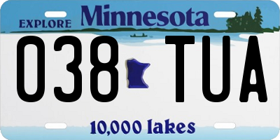 MN license plate 038TUA
