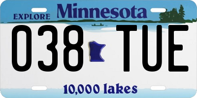 MN license plate 038TUE