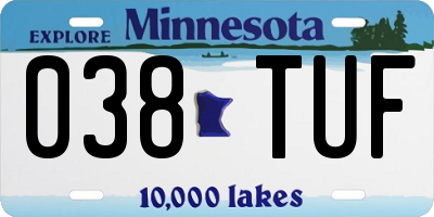 MN license plate 038TUF