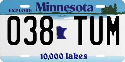 MN license plate 038TUM