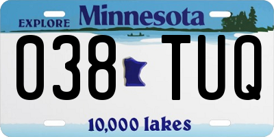 MN license plate 038TUQ