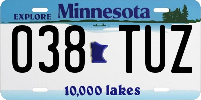 MN license plate 038TUZ