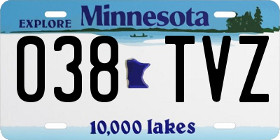 MN license plate 038TVZ