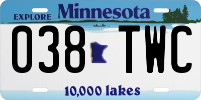 MN license plate 038TWC