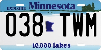 MN license plate 038TWM