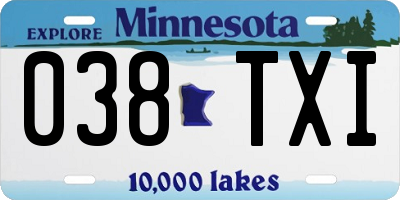 MN license plate 038TXI