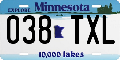 MN license plate 038TXL