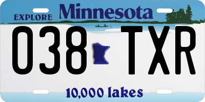 MN license plate 038TXR