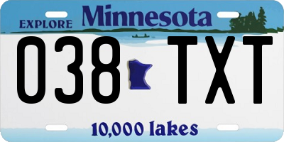 MN license plate 038TXT