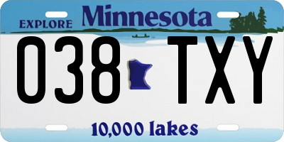 MN license plate 038TXY