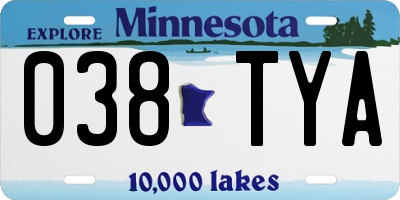 MN license plate 038TYA