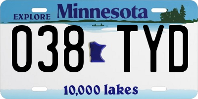 MN license plate 038TYD