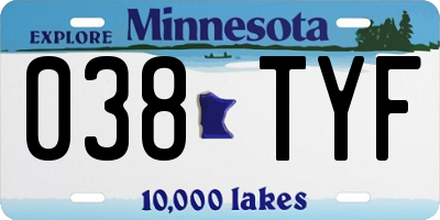MN license plate 038TYF