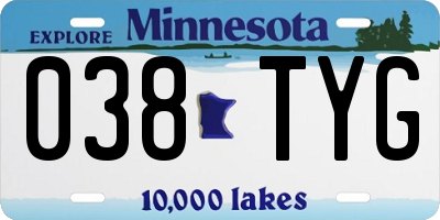 MN license plate 038TYG