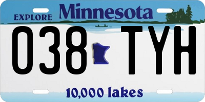 MN license plate 038TYH
