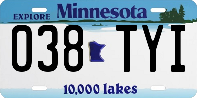 MN license plate 038TYI