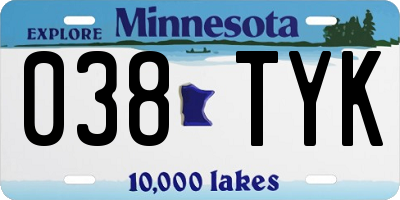 MN license plate 038TYK