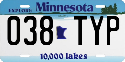 MN license plate 038TYP