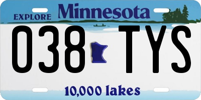 MN license plate 038TYS