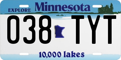 MN license plate 038TYT