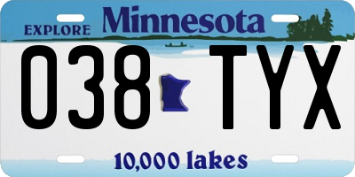 MN license plate 038TYX