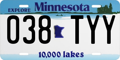MN license plate 038TYY