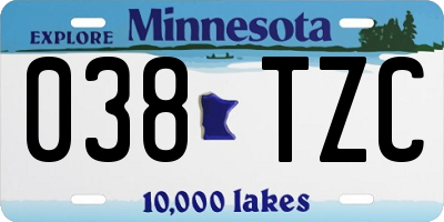 MN license plate 038TZC