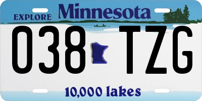 MN license plate 038TZG