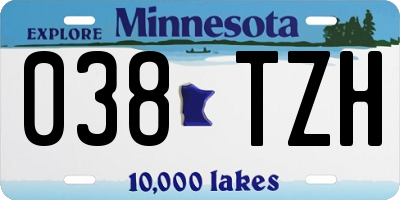 MN license plate 038TZH