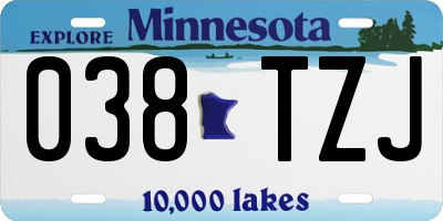 MN license plate 038TZJ