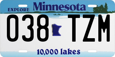 MN license plate 038TZM