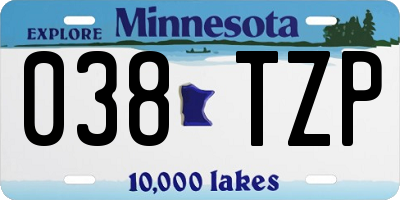MN license plate 038TZP