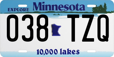 MN license plate 038TZQ