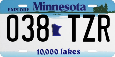 MN license plate 038TZR