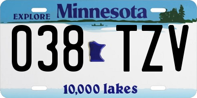 MN license plate 038TZV