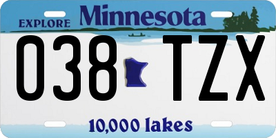 MN license plate 038TZX