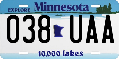 MN license plate 038UAA