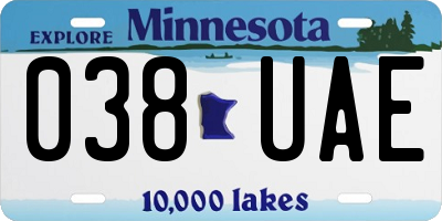 MN license plate 038UAE