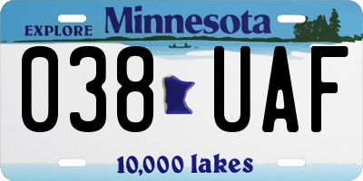 MN license plate 038UAF
