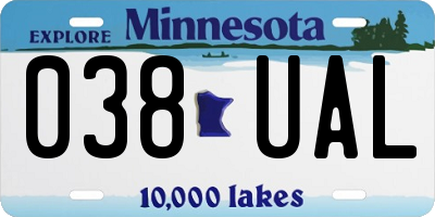 MN license plate 038UAL
