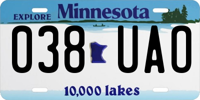 MN license plate 038UAO