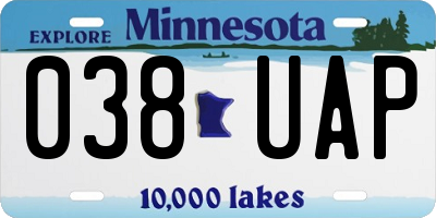 MN license plate 038UAP