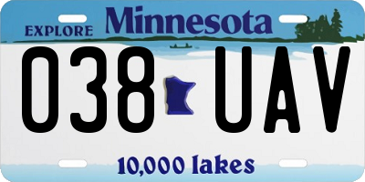 MN license plate 038UAV