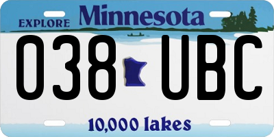 MN license plate 038UBC