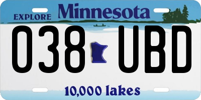 MN license plate 038UBD