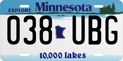 MN license plate 038UBG